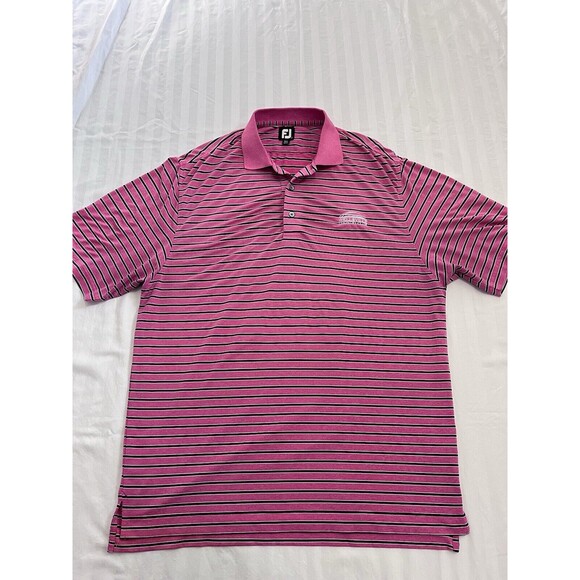 FootJoy Other - Footjoy FJ Polo Golf Shirt Size Men’s 2XL.  Pink Black Strip Wellsville CC Logo